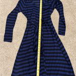 Banana Republic Faux Wrap Dress Navy Black Stripes Work Officecore Brunch Medium Photo 4