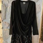 DKNYC Black Formal Long Sleeve Sheer Sequin Party Dress Photo 0