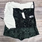 Urban Outfitters White Green Black Antoinette Strapless Brocade Paisley Romper Photo 6