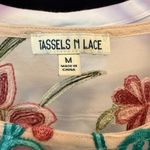 Tassels N Lace  NWOT Floral Embroidered High/ Low Top with Sheer Overlay Photo 4