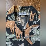 Vintage Caribou Black & Tan Tiger Print Shirt Size 10 Photo 3