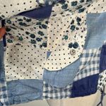 Patchwork Bomber Jacket by Tangibles Blue Cotton Florals Gingham Size M Photo 5