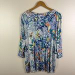 Belle Kim Gravel Floral Tunic Top Sz XL Tassel V Photo 3