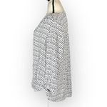 NYDJ Pintuck Blouse Women's Small White Black Long Crepe Sleeve High-Low V-Neck Photo 2