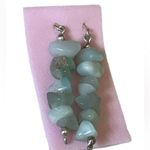 Elegant Silver and Raw Aquamarine Stone Earrings Photo 2