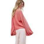 Oneon Pink Hand Knitted Balloon Sleeve Sweater Small‎ New Photo 2