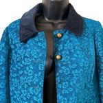Free People Vintage Gypsy Jacquard Teal Military Coat Photo 1