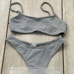 Morning Dip Silver Gray Ribbed Bikini Bathing Suit Set XS Photo 2