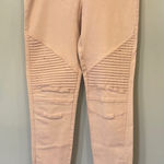 Beulah Pink Moto Style Pants with Zipper Details Photo 0