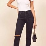 Reformation Womens  Faded Black Destroyed High Waist Rise Skinny Jeans Photo 1