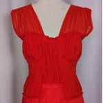 Paul Smith Black Label Silk Sleeveless Ruched Dress Red Size 46 Photo 13