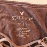 American Eagle  Soft & Sexy Lavender Long Sleeve Lace-Up Tee Size S Photo 2