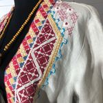 Johnny Was Kimono Cardigan Embroidered Boho Aztec Linen Multicolor Medium Photo 5