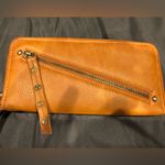 Free People Wallet Zip Around Wristlet Vegan Leather Brown 8"x4" Photo 2