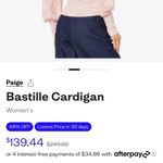 Paige  Bastille cardigan in Bubblegum bishop sleeve knit button down size M Photo 3
