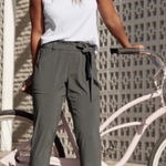 Athleta Skyline Pant Brown Green Belt High Rise Pants Sz 0 Photo 0