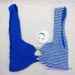 NEW Cleonie Free People Swim Australia blue bikini top blue stripe, one size Size L Photo 2