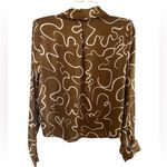 ASTR  the label Yesenia abstract print satin button front blouse Medium NWT Photo 2