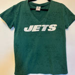 PINK - Victoria's Secret Victoria's Secret PINk by 5th & Ocean Green JETS V Neck T Shirt Size Small Photo 0