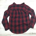 Madewell  Flannel Shirt Button Top Burgundy Plaid Long Size S EUC Photo 2