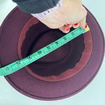 Burgundy Wool Felt Fedora Hat Wide Brim Classic Grosgrain Ribbon Purple Photo 6