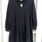 Loft Ann Taylor |  | Black 3/4 Length Sleeves Drop Ruffle Hem Dress Size XS NWT Photo 0