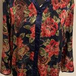 Victoria's Secret EUC Victoria Secret Vintage Gold Label Blue & Pink Floral Sheer Shirt size small Photo 1