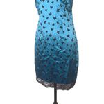 Wild Fable Teal Mini Slip Dress Size 2 Black Butterfly Lace Trim Y2K Coquette Photo 4