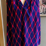 Hawthorn Blouse 1X Blue Pink Rope Diamond Print Sleeveless V Neck Top Photo 0