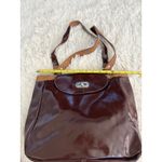 Brown Tote Bag Purse Shoulder Bag Vintage Style Flap Over Closure Work‎ School Photo 3
