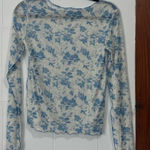 SheIn  Blue Floral Sheer Mesh Blouse Size‎ Small Photo 0