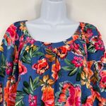 Christopher & Banks CJ‎ Banks Womens Top Tropical Floral Tropicana Blouse XL Short sleeve textured Photo 9