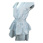 American Eagle Women’s Medium Linen and cotton Blend Dress White and Blue Photo 6