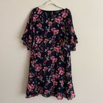 Ralph Lauren Lauren Floral Print Ruffle Dress – Navy and Pink Womens Size 12 Photo 3