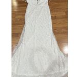 Mac Duggal  wedding Plunge Sequined White Floor Length Maxi on Queenly size 8 Photo 3