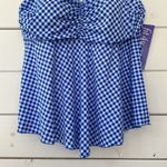 Fit 4 U Plus Size Gingham Flared V Hem Bandeau Top NEW Size 24W Blue Photo 3