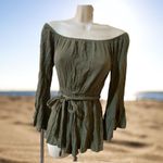 Windsor WINSOR Boho Romper shorts Bat Wing-Sleeve Military Green color- woman size XS Photo 4