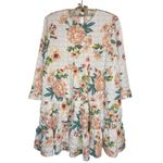 ZARA ‎ Sharon Floral Babydoll Dress M Ruffle Hem Loose Fit Mini Short Tiered Photo 2