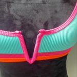 Color block bikini top woman’s size small (orange,pink, aqua color block) Orange Photo 1