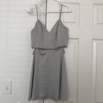 NBD Brandi Silver Satin Skater Dress Photo 4