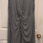Soma  Asymmetrical Twist Waist‎ Midi Dress Black Striped Jersey Pockets SIze XXL Photo 0
