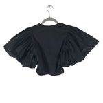 ZARA  Womens Ruffled Crop Top Statement Short Sleeve Ruched Black M Photo 1
