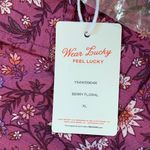 Lucky Brand  Short Sleeve Shirt Dress Purple Berry Floral Cinched Waist: XL NWT Photo 10