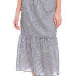 Gianni Bini Striped Maxi Ruffle Skirt Blue White Pinstripe Photo 1