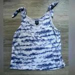 Laura Ashley  Blue White Tie Dye Stripe Tie Shoulder Tank Top Size L Photo 0