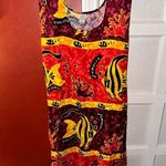 Dunn’s River Falls Jamaica Ocean Fish Sea Life Red Sleeveless Maxi Dress Vintage Size XL Photo 3