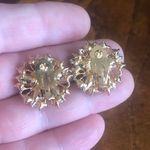 Vintage tomato red marquis cluster clip on earrings Photo 3