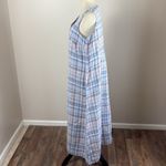 J Jill The Madras Maxi Dress 100% Linen Sleeveless Relaxed Fit Pockets Blue Sz M Size M Photo 5