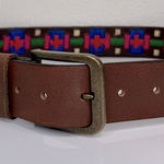 Free People  High Summer Embroidered Leather Belt Brown Sz 32 EUC Photo 0