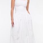 J.Crew Fitted Knit Dress with Poplin Skirt In White Bubble Hem Midi Dres… Photo 3